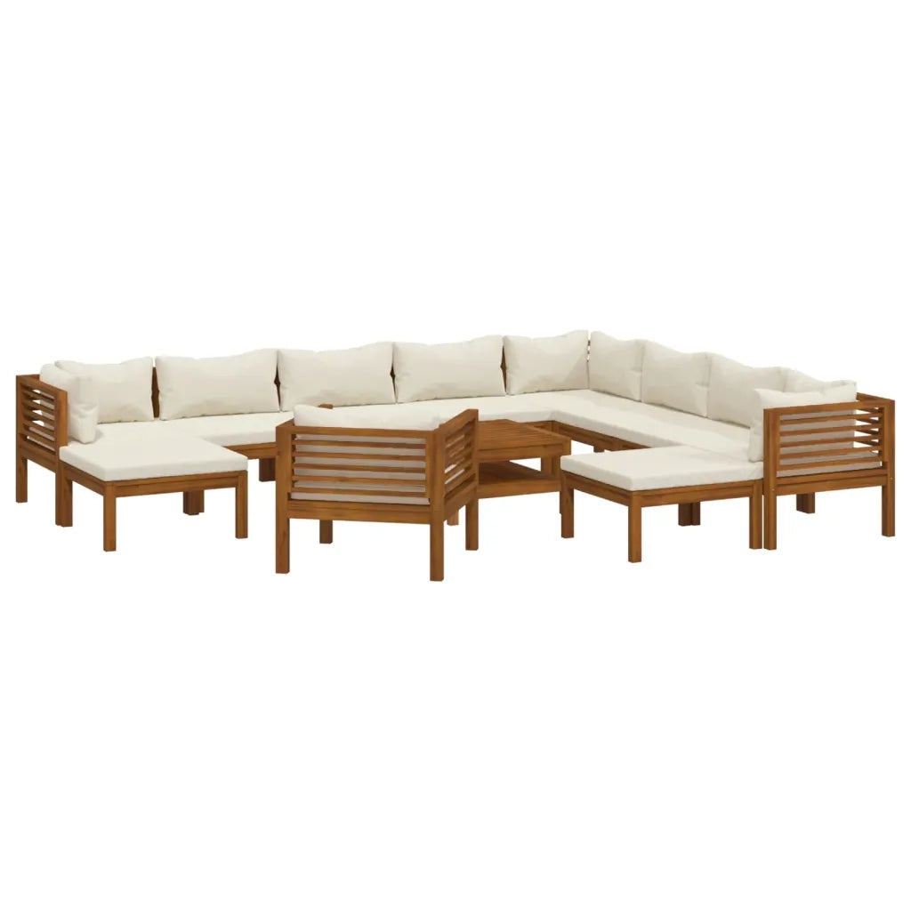 Set Divani da Giardino 12 pz con Cuscini Crema in Legno Acacia 3086943