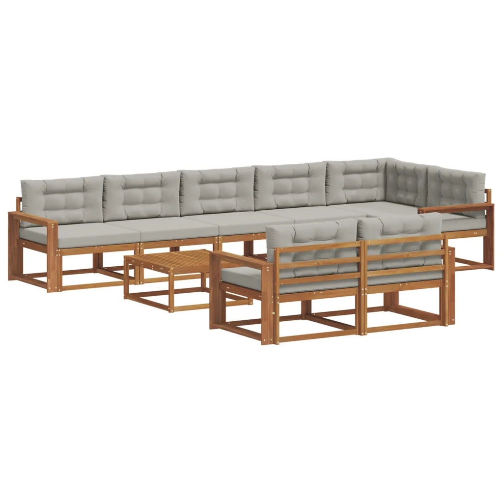 Set di divani da esterno 9 pcs Grigio Naturale e Chiaro 3367794