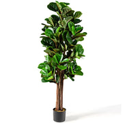 Pianta artificiale di fico con foglie di melo 150 x 17 cm decorazione realistica atmosfera accogliente PP verde 20_0018813
