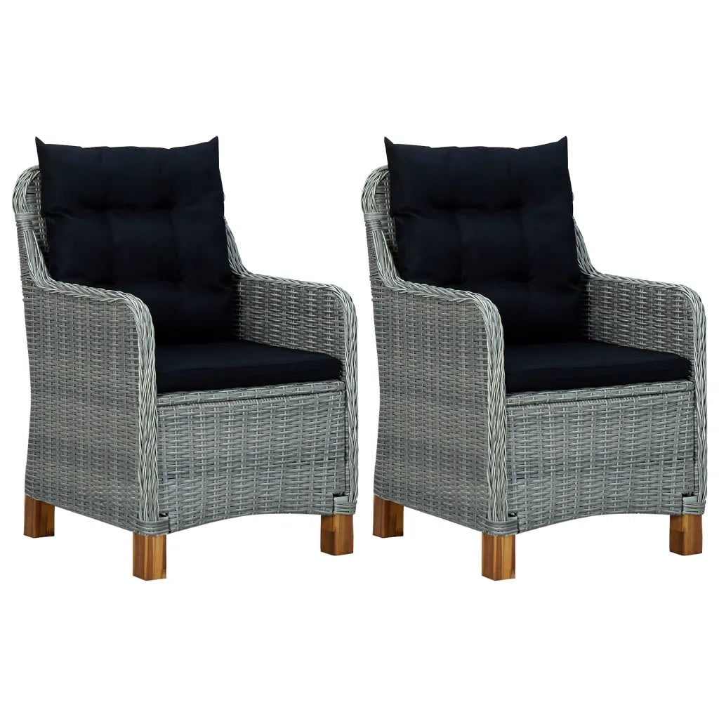 Sedie da Giardino con Cuscini 2 pz in Polyrattan Grigio Chiaro cod mxl 15246