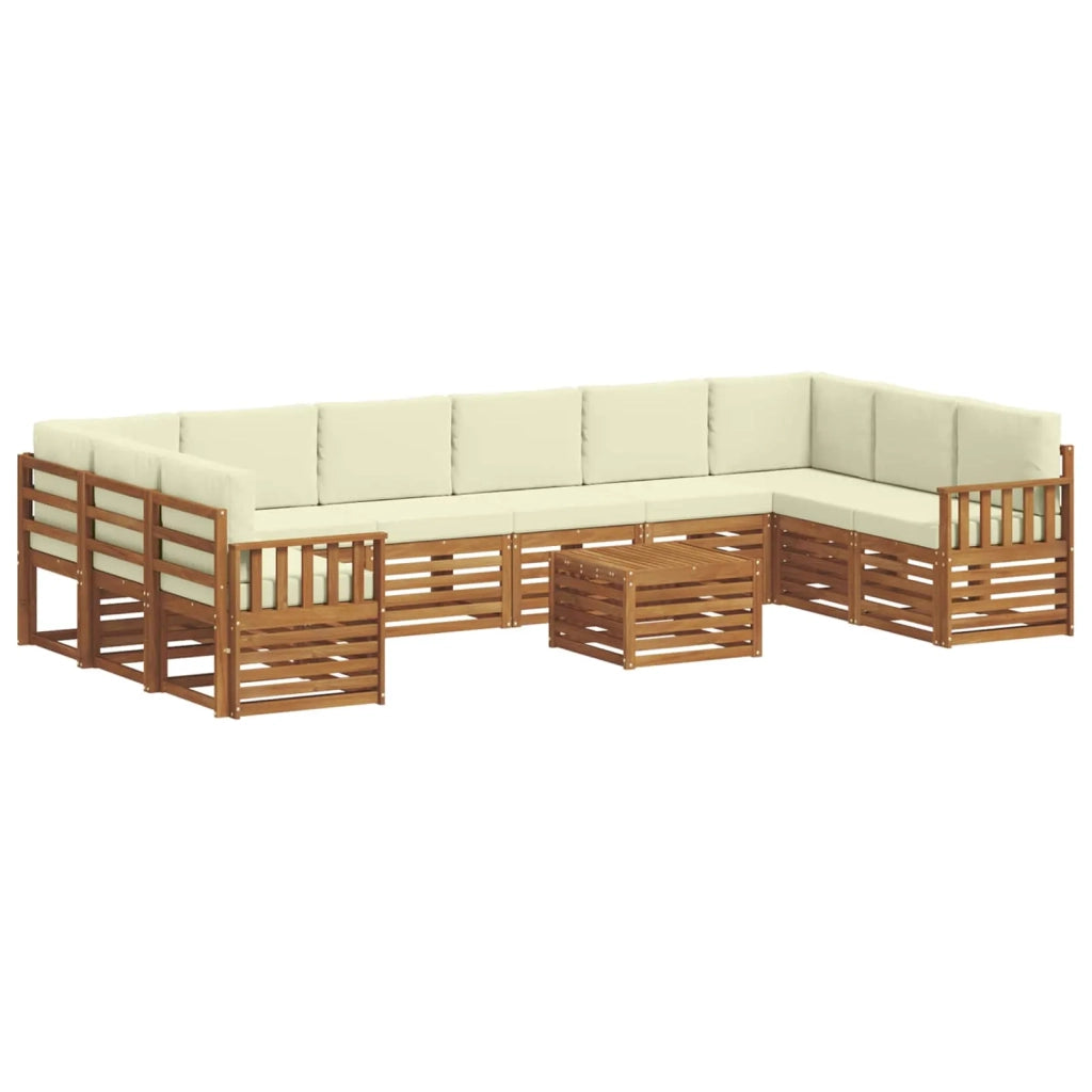 Set di divani da esterno 11 pz Naturale e Crema 3375590