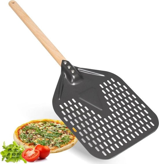 Spiedino perforato per pizza - Ideale per la preparazione delle pizze - 1 pezzo - Alluminio e legno - 10 pollici