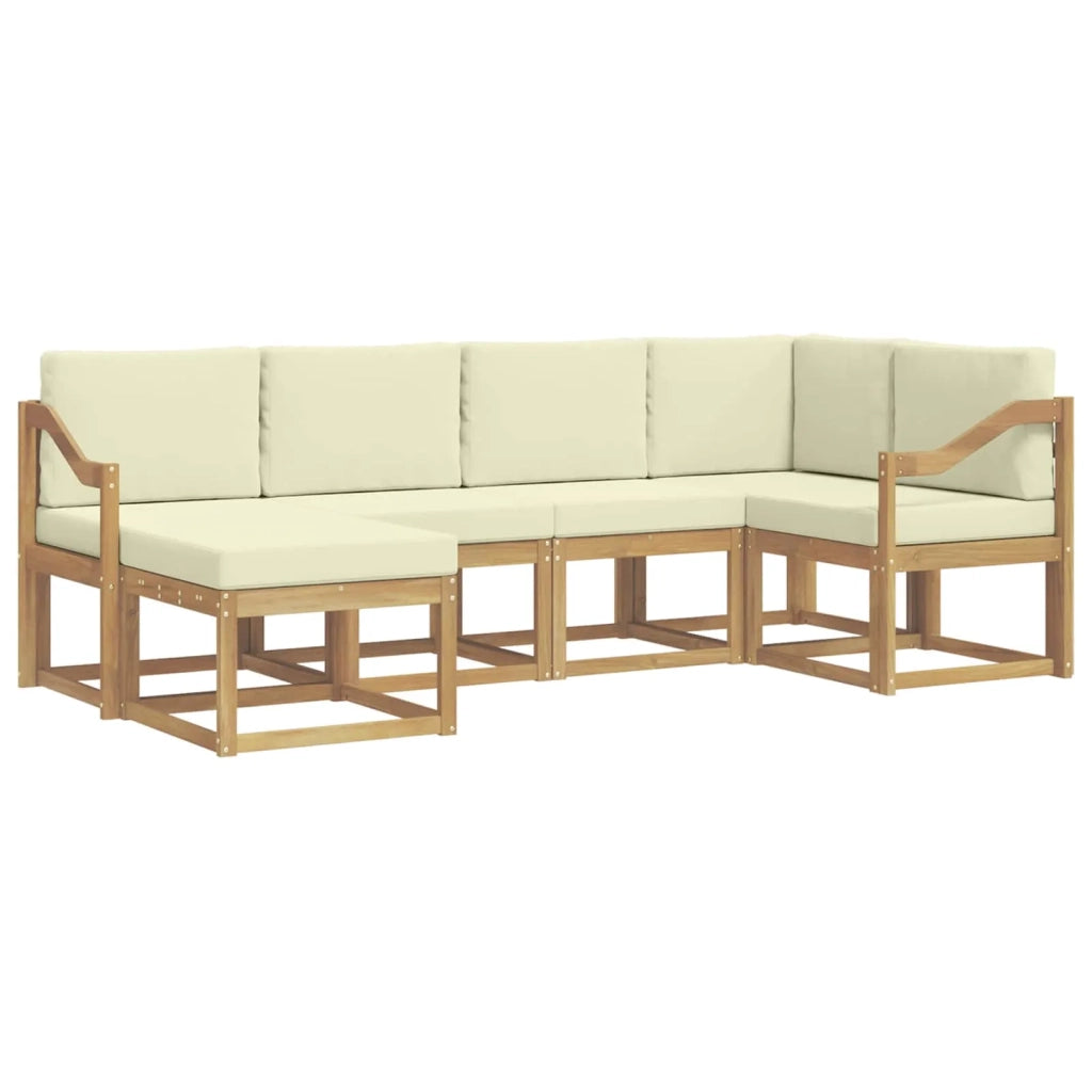 Set di divani da esterno 6 pz Bianco e Crema Poliestere 3387889