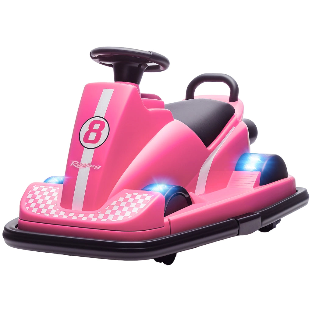 Autoscooter per Bambini 360¡ã Rotante con Luce LED e Musica ¨C zephmum ¨C Rosa 3-8 Anni