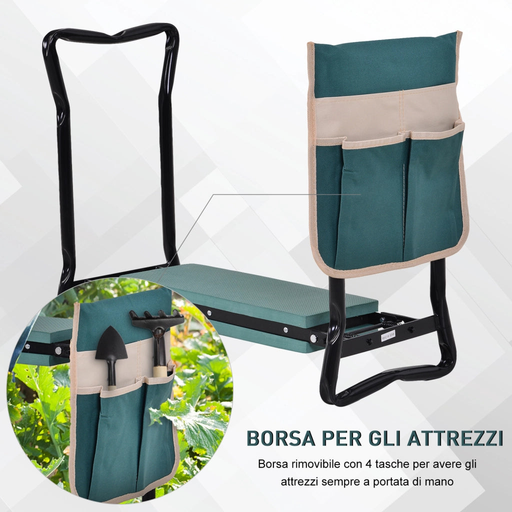 Panca da Giardino Pieghevole 2 in 1 con Cuscini ¨C zephmum ¨C Verde e Nero