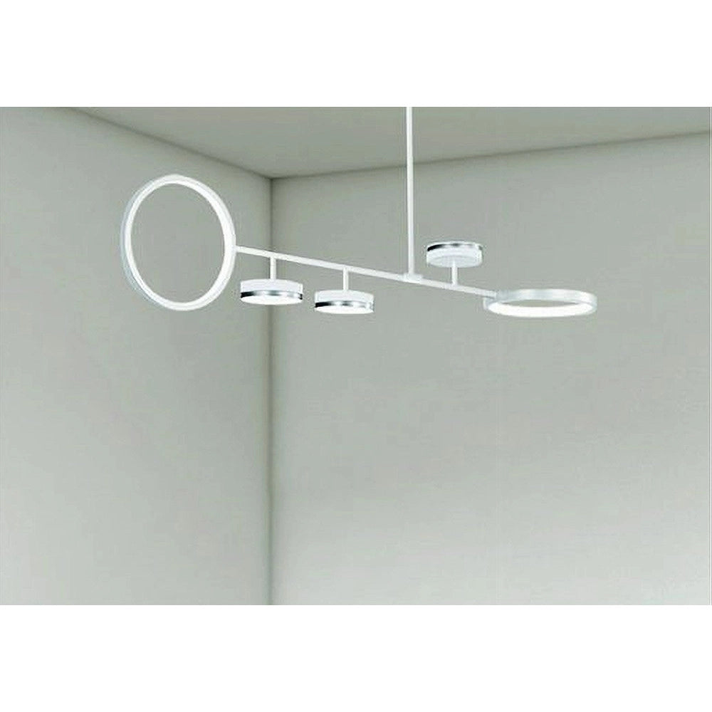 Trade Shop - Lampadario A Sospensione Led 37w Con 5 Cerchi Lampada Orizzontale Bianco Luce Naturale 71330 -