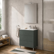 Mobile bagno a terra 60 cm verde tre cassetti push-pull con lavabo Tierra