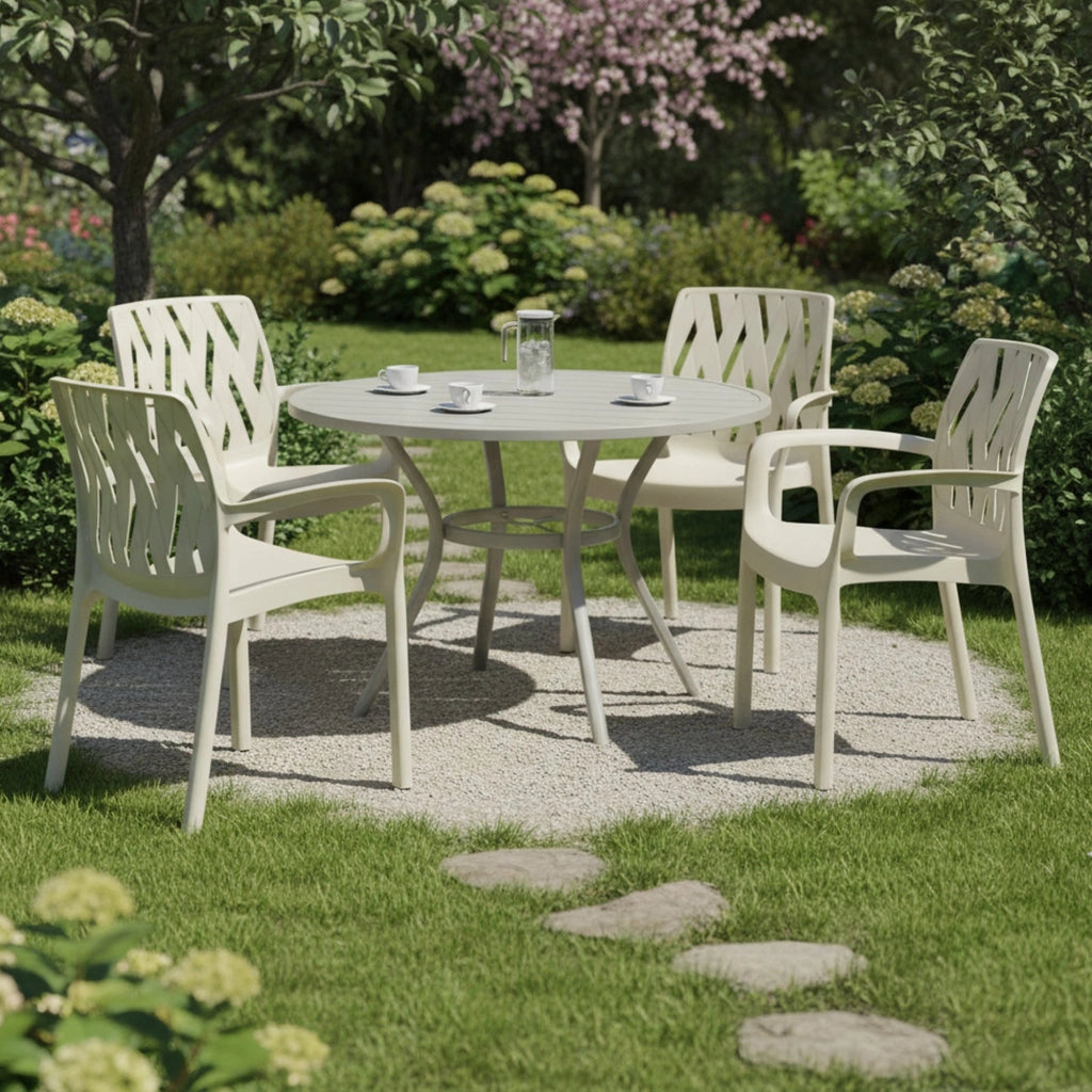 Rumley, Sedia da Esterno 4 Sedie Made in Italy, Bianco