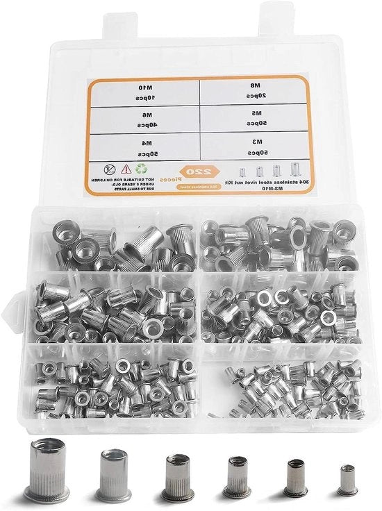 Set di 220 viti in acciaio inossidabile - M3 M4 M5 M6 M8 M10 - Set di attrezzi con vite per diverse riparazioni