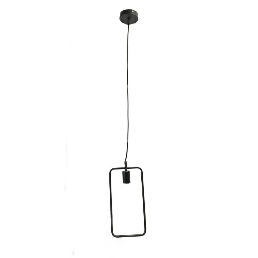 Trade Shop - Lampadario Soffitto A Sospensione Rettangolare Lampada Moderna Attacco E27 B35-q - Nero