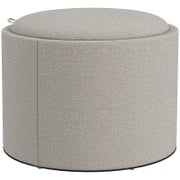 Sgabello Pouf imbottito, rivestito in Lino, con coperchio reversibile, 56cm x 56 cm x 42 cm, Grigio chiaro