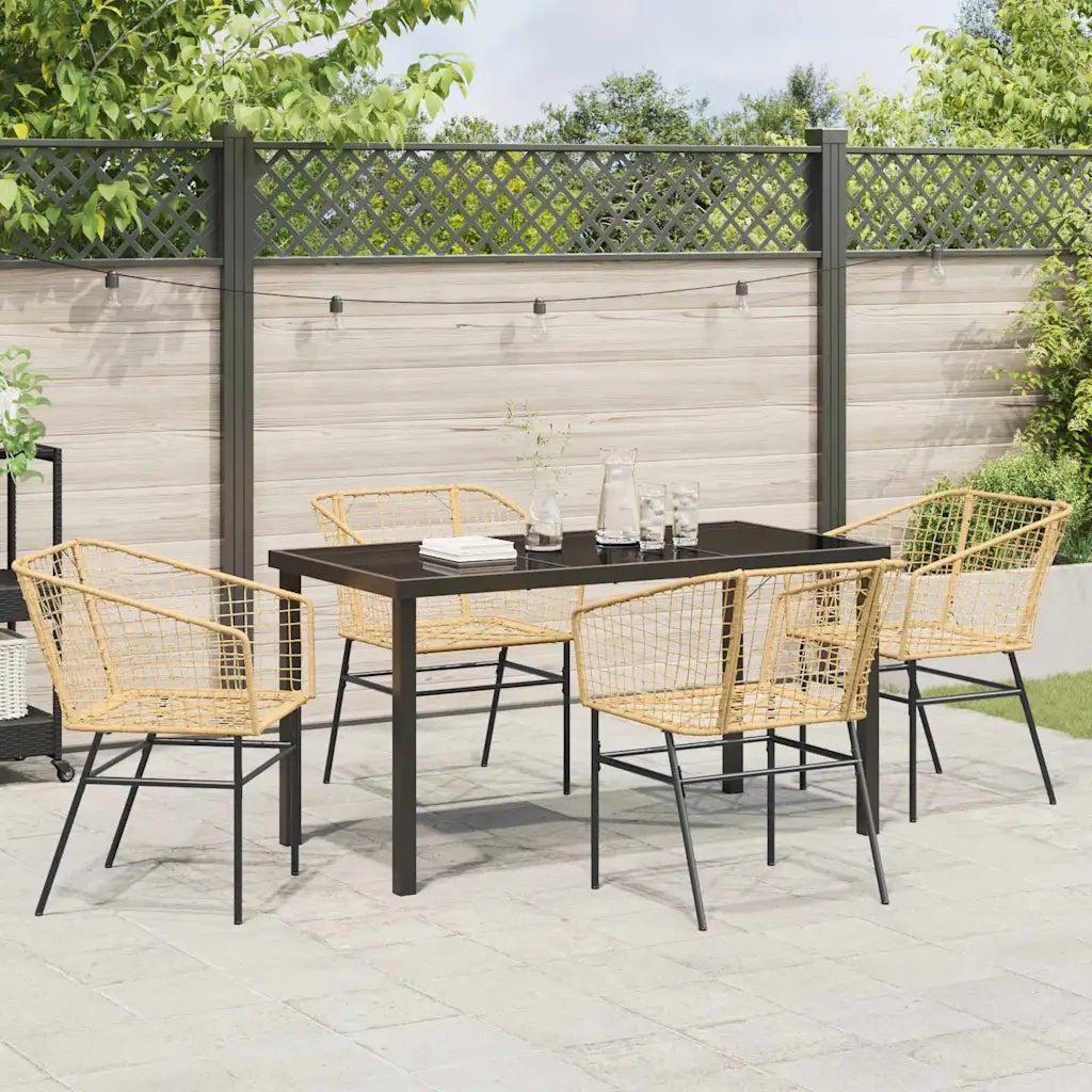 Set da Pranzo per Giardino 5 pz | Set Salotto da Giardino Marrone polyrattan