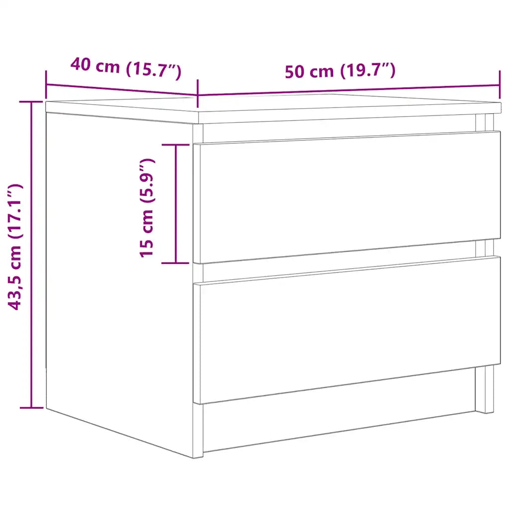 Comodino Rovere Artigianale 50x40x43.5 cm in Legno Multistrato 856520