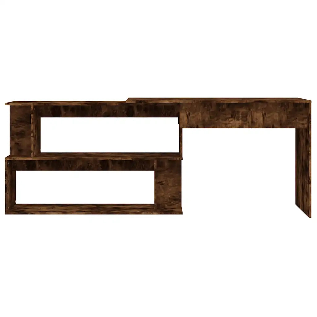 Scrivania Angolare Rovere Fumo 200x50x76cm in Legno Multistrato 815423