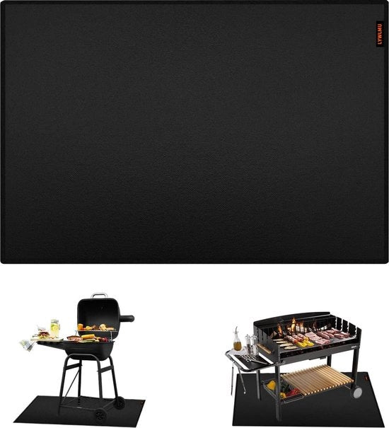 150 x 100 cm grill onderlegger opvouwbaar valbeschermingsmat outdoor vloermat per gasgrill e houtskoolgrill - nero