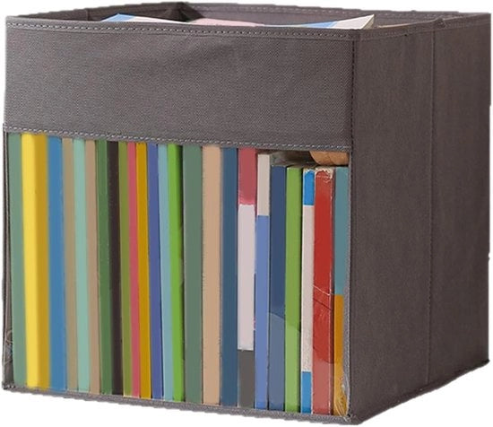 Cassetto cubico, contenitore di stoccaggio pieghevole, materiale non tessuto con maniglie rinforzate, ideale per armadi, mensole di libri
