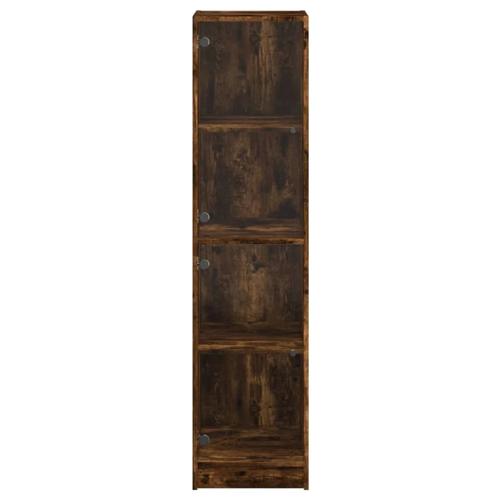 Credenza cassettiera armadio mobile contenitore organizer per cucina soggiorno salotto con ante in vetro 35 x 37 x 142 cm marrone 02_0030112