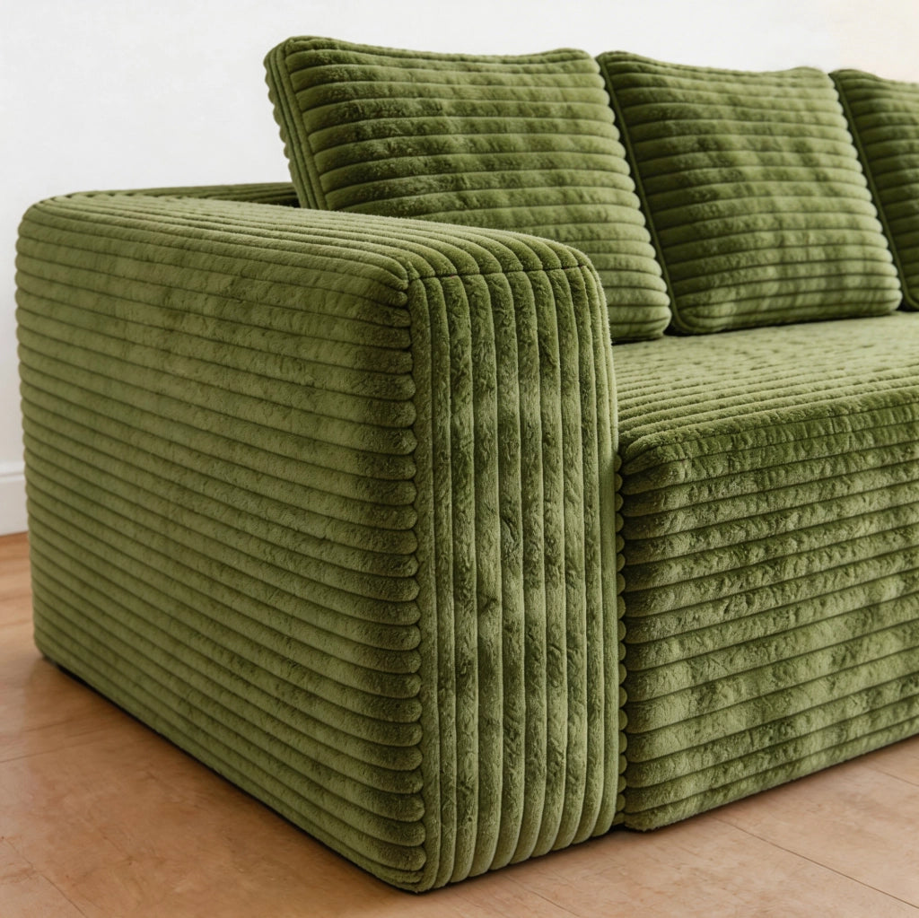 Divano modulare angolare a L con chaise longue reversibile; 261x168x58 cm; verde