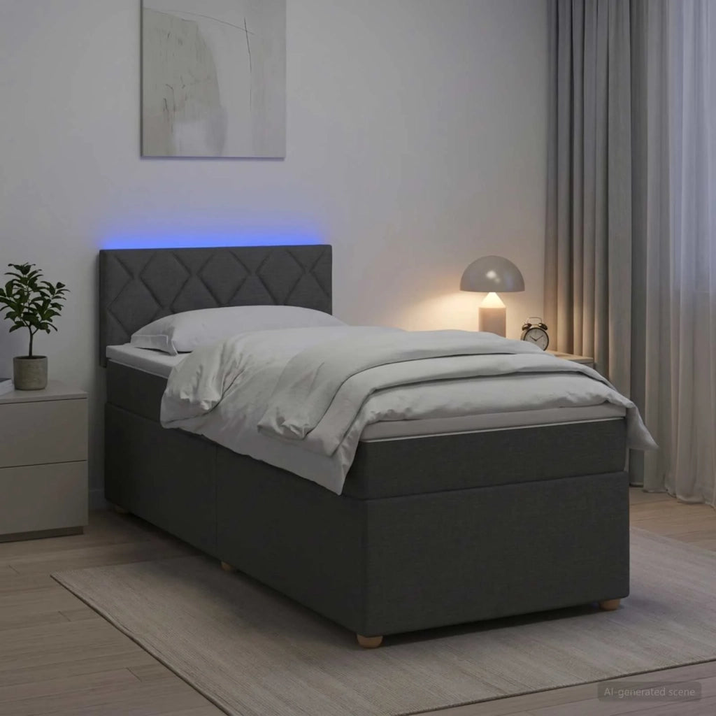 Letto box spring con materasso Grigio Scuro 100 x 200 cm 3452360