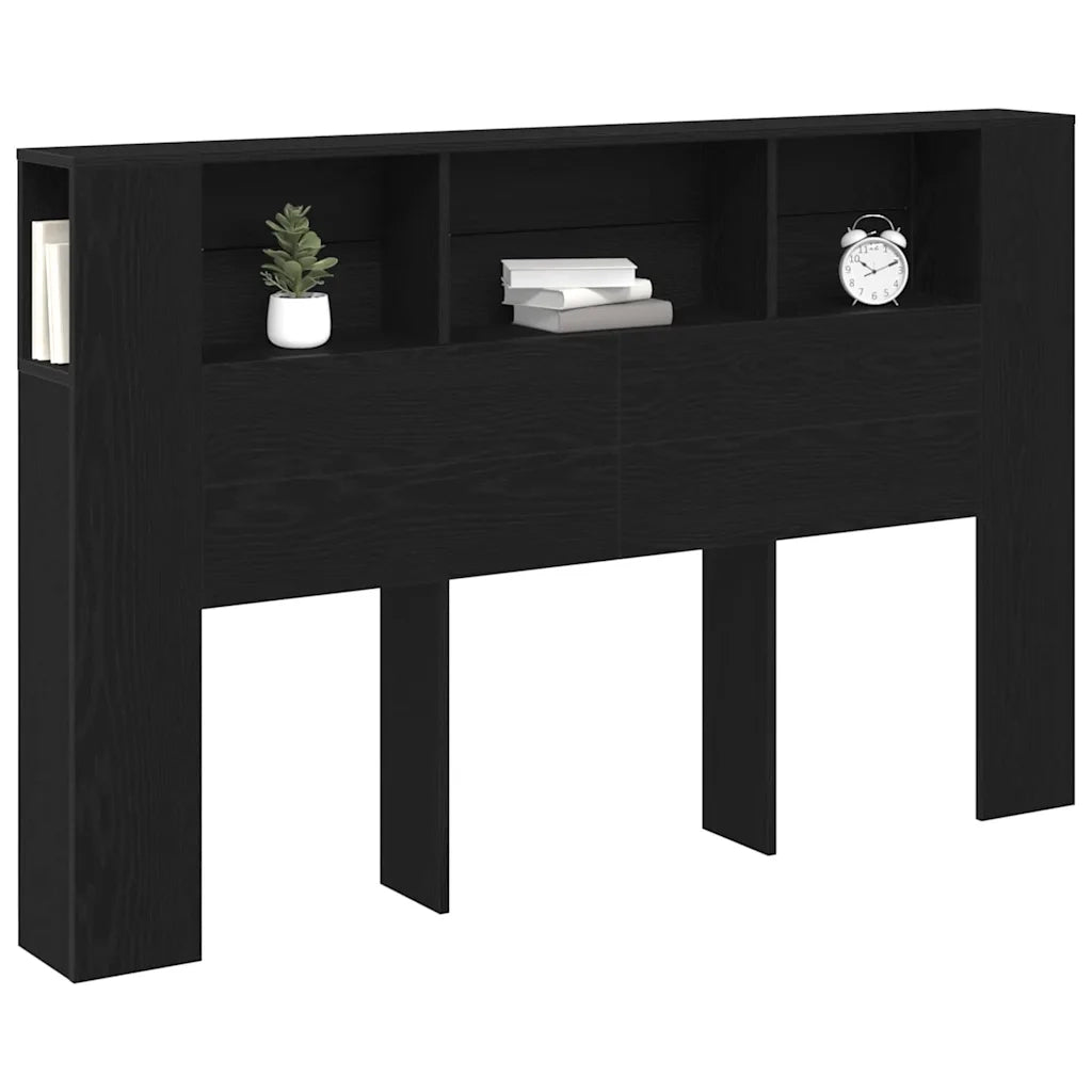 Testata del letto-Testiera con Contenitore Rovere Nero 160 x 19 x 104,5 cm