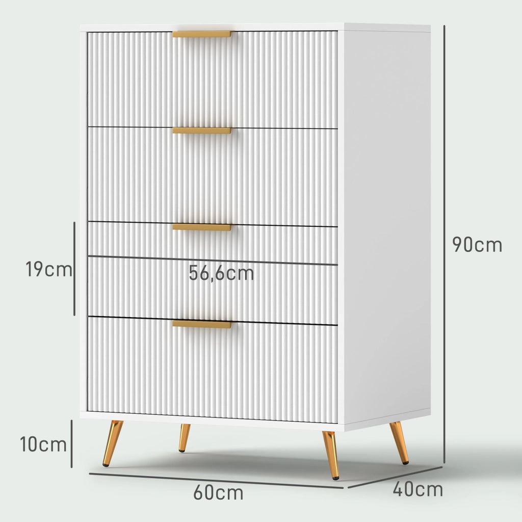 Cassettiera Moderna con 4 Cassetti ¨C zephmum ¨C Bianco 60x40x90 cm