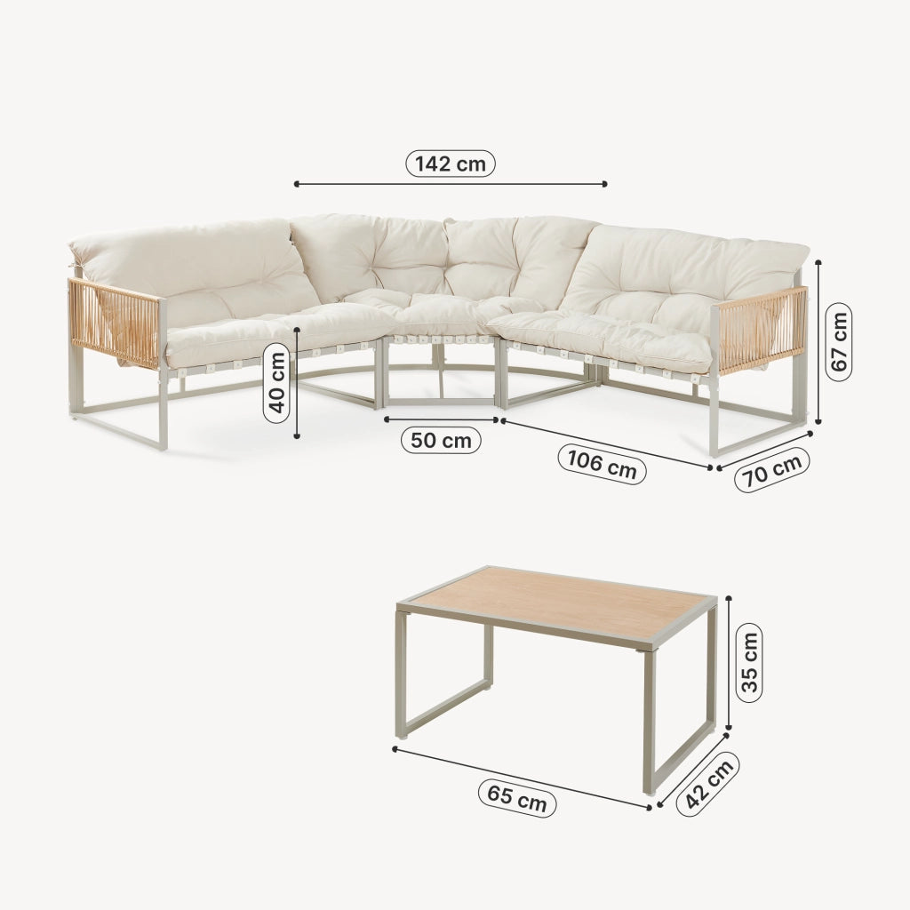 Set Salottino per Esterno Karg Divano Modulare a 3 pezzi e Tavolino con Piano in SPC Rovere Mobili da Giardino - Beige casa.pro