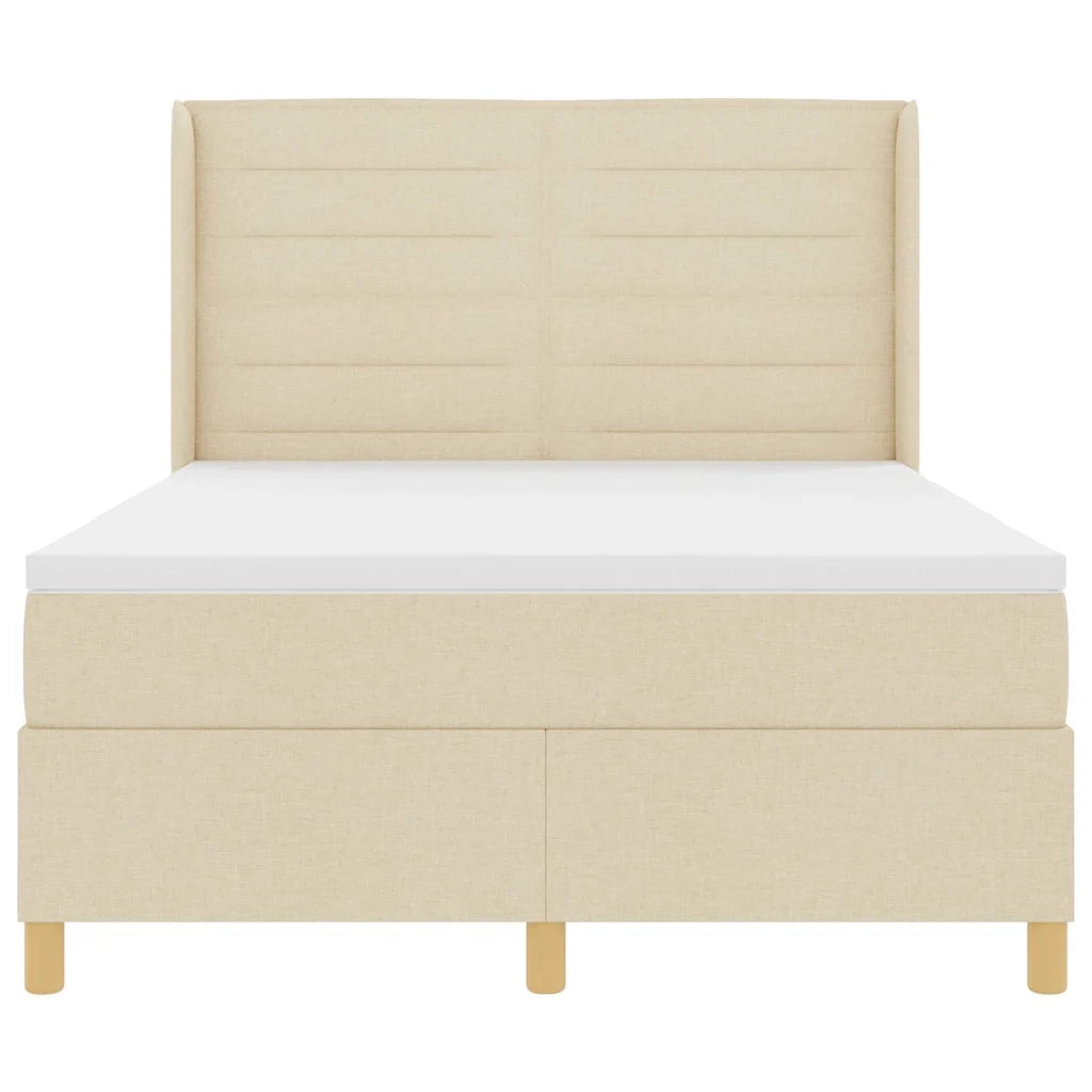 Letto a molle con strisce LED Crema 140 x 200 cm Tessuto 3343635