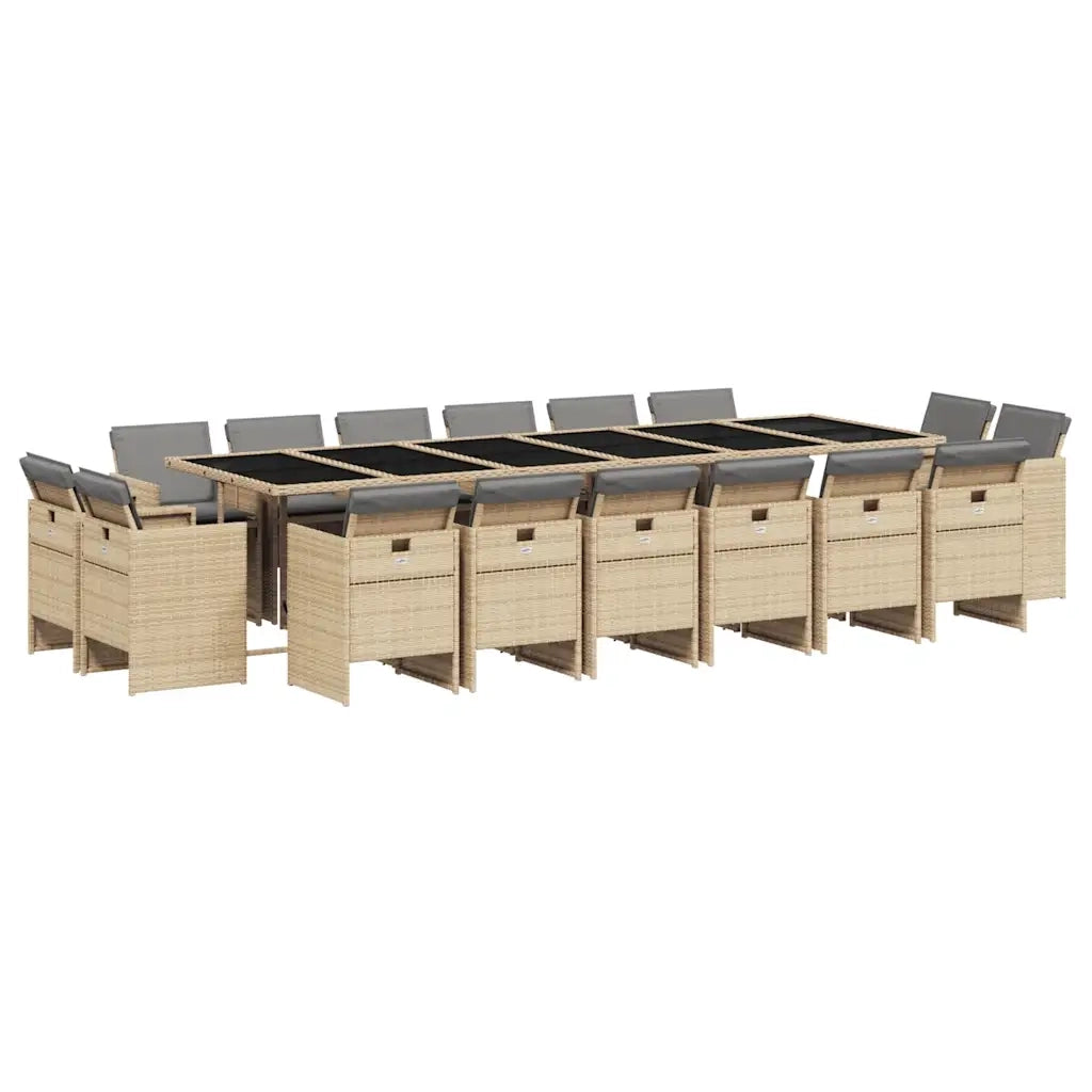 Set Pranzo da Giardino 17 pz con Cuscini Beige Misto Polyrattancod mxl 87191