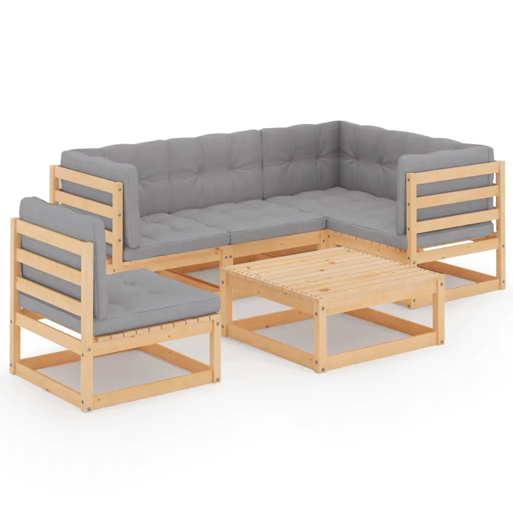 Set Divani da Giardino 6 pz con Cuscini Legno Massello di Pino 3076629