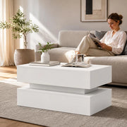 Coffee Table With LED Lights White 90x50x40 Cm