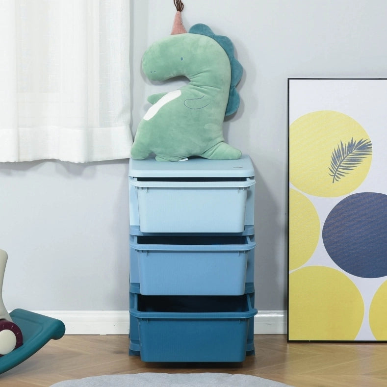 Contenitore per bambini con 3 cassetti, blu