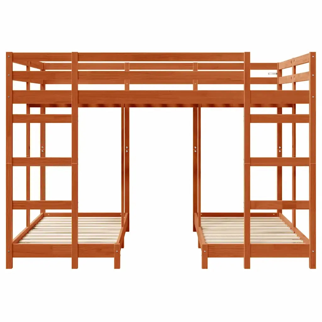 Struttura letto a castello triplo Cera marrone 140 x 200 cm 3414566