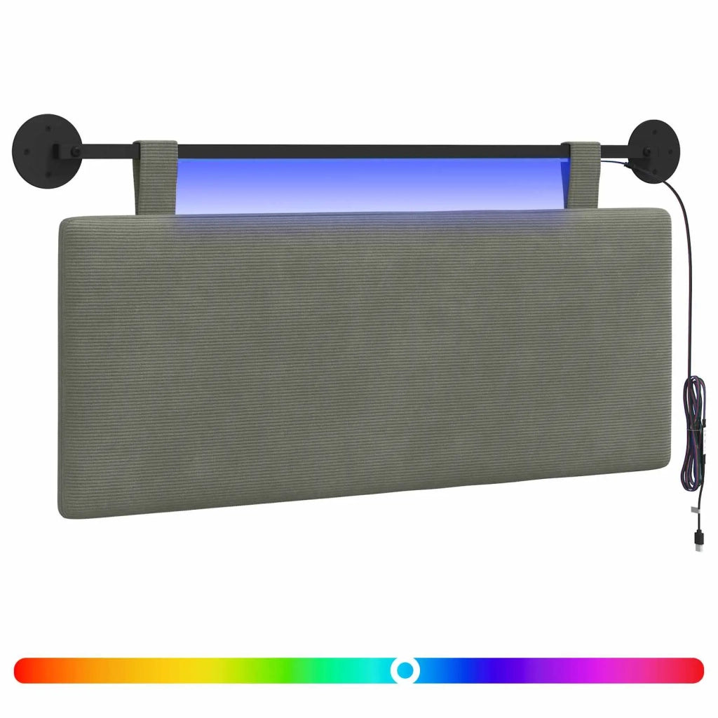 Testiera | Testata sospesa Con luce LED Grigio Chiaro Tessuto in Cords