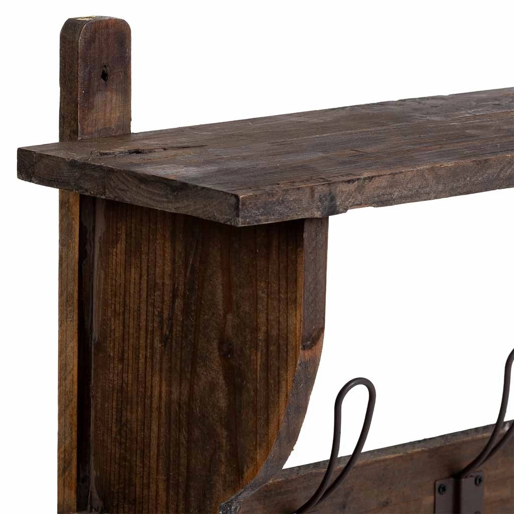 Appendiabiti da parete in legno e metallo con 3 ganci 61x18,5x41,5h cm