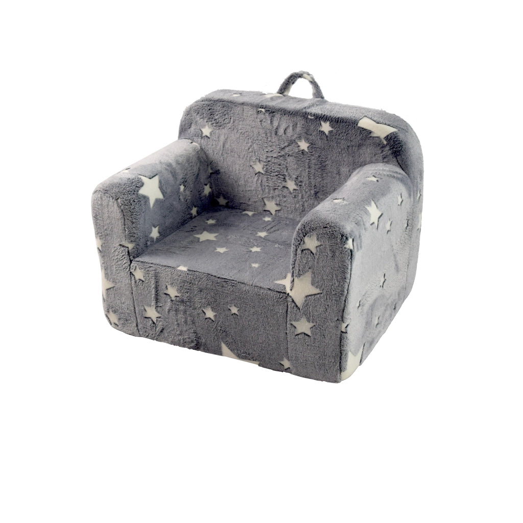 Divano per cameretta con braccioli e sfoderabile in tessuto grigio stelle × 41 × 32 × 17 cm
