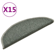 Tappetini per scale 15 pz | Gradini per Scale 56x17x3 cm Verde scuro semicircolari