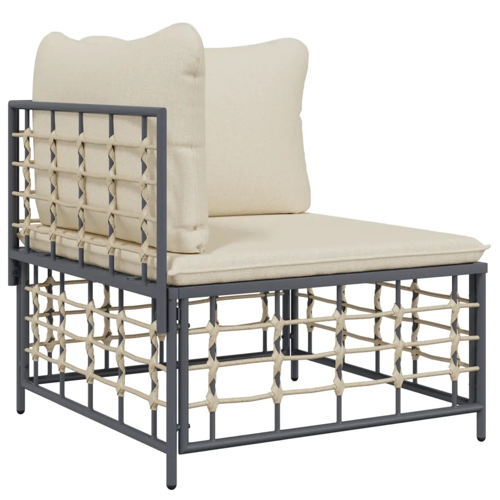 Set Divani da Giardino 4 pz con Cuscini Antracite in Polyrattan 3186740