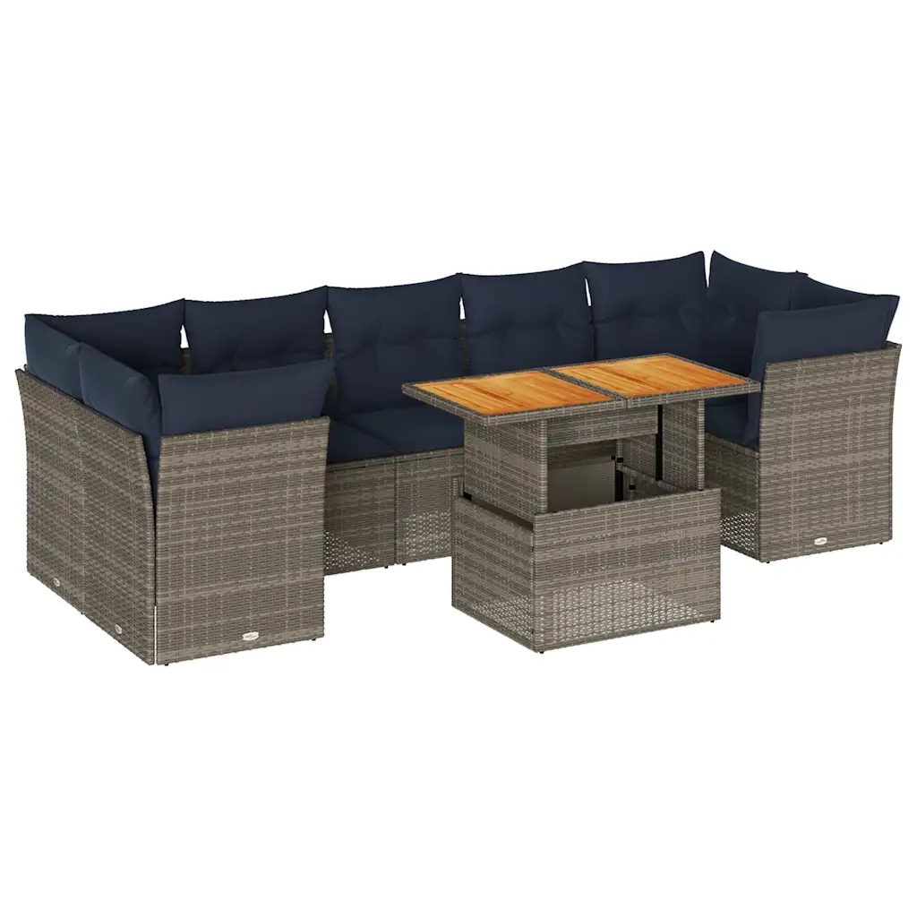 Set Divano da Giardino 8 pz con Cuscini Grigio in Polyrattan 3326903