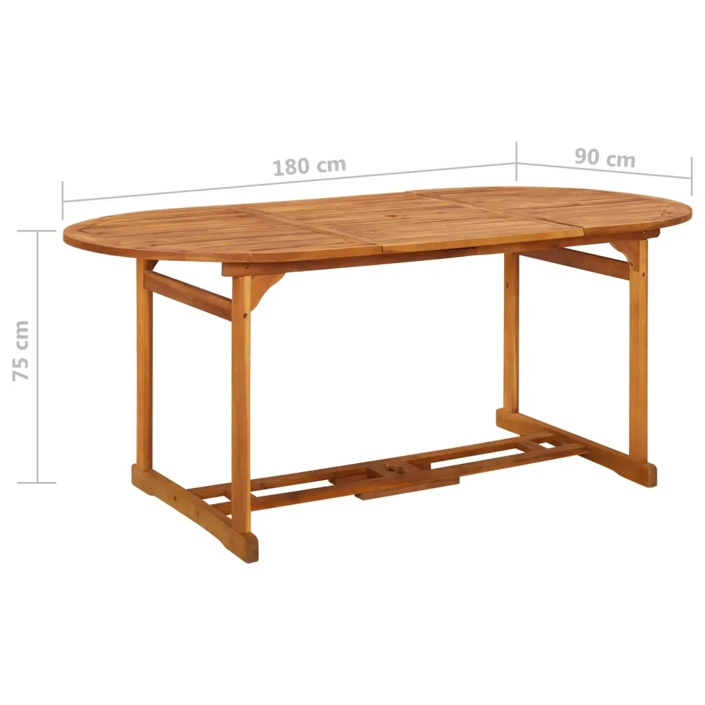 Tavolo da Pranzo per Esterni 180x90x75cm Legno Massello Acacia 315948