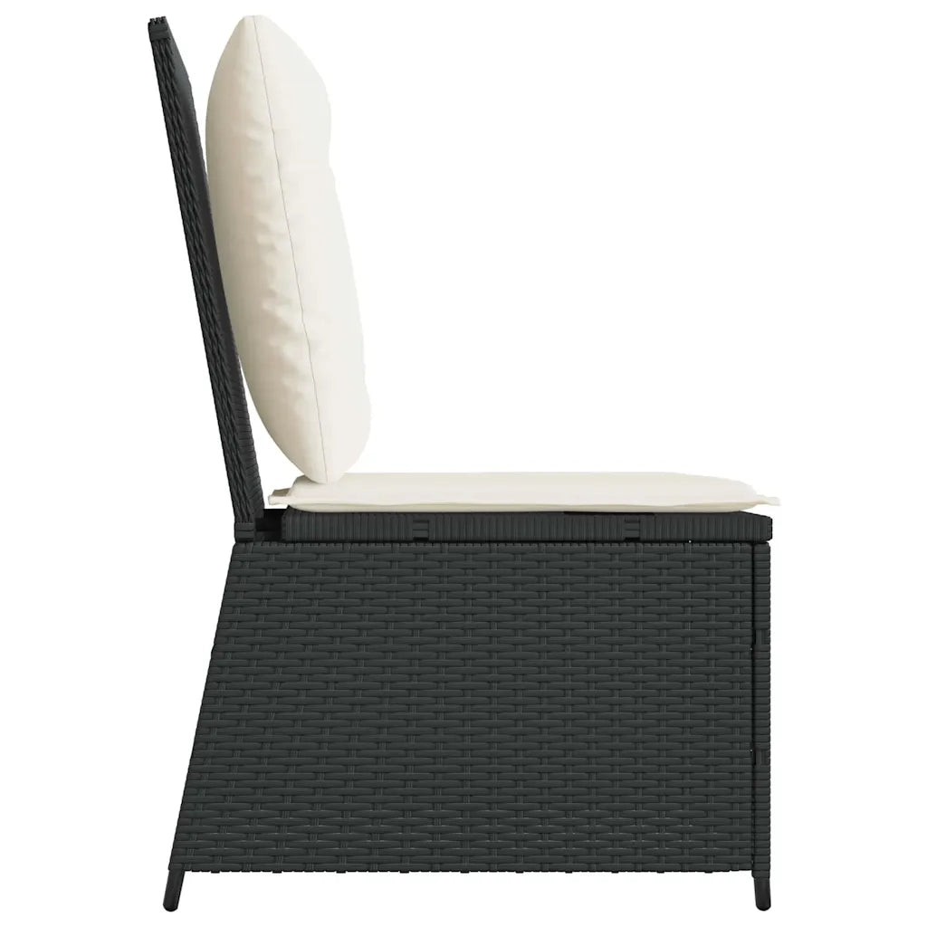 vidaXL Divano da giardino con cuscino Nero Poly Rattan