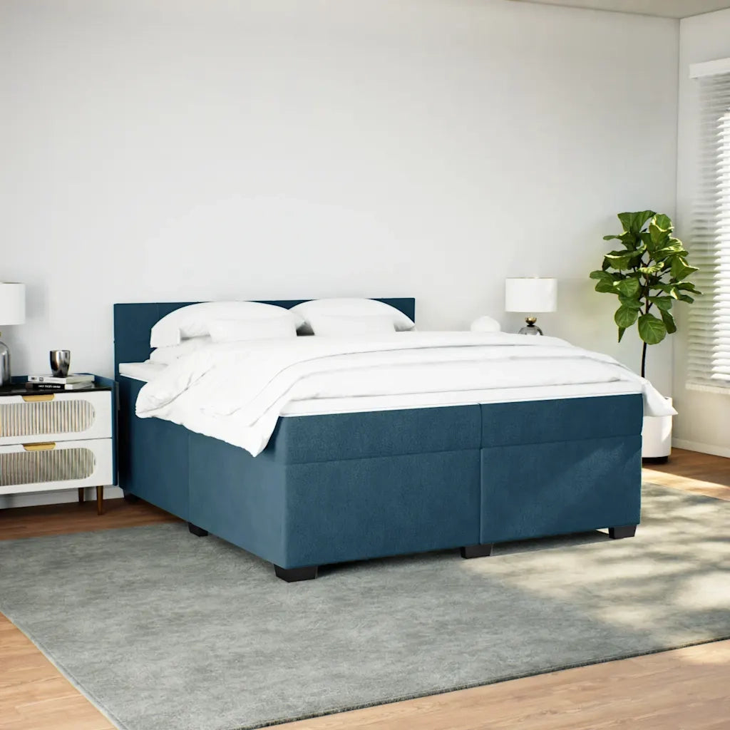 Giroletto a Molle con Materasso Blu 200x200 cm in Velluto 3286406