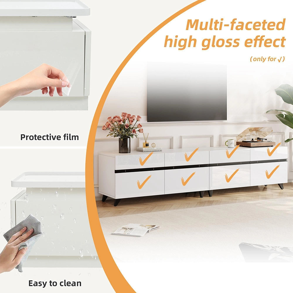 Mobile TV 180x40x49cm - Xylo - 4 Ante Regolabili, 8 Piedi, Carico 52kg, fino a 80"