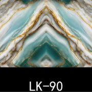 Trade Shop - Pannello Adesivo Effetto Marmo Venature Bianco Oro Turchese Verde Acqua 120x300cm Pareti -