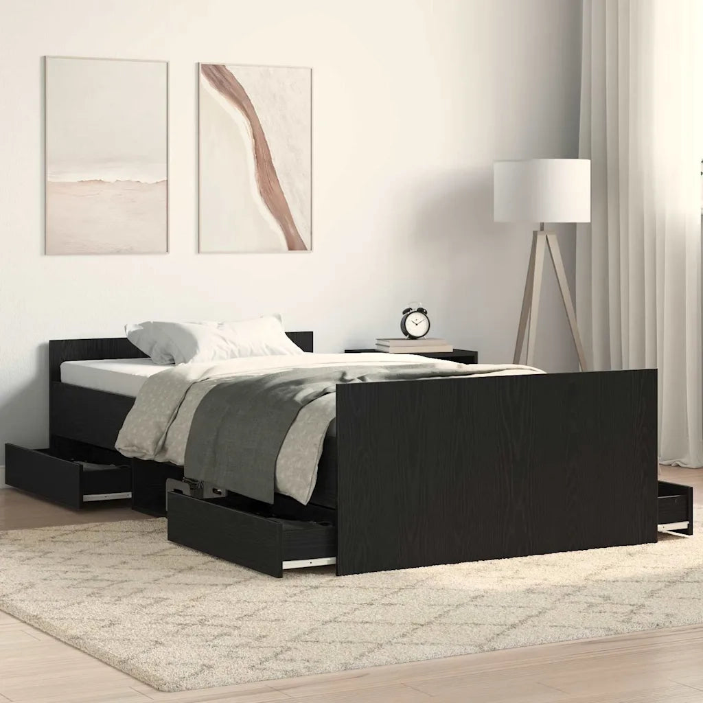 Struttura del letto con cassetto Rovere Nero 193 x 93 x 50 cm 3329328