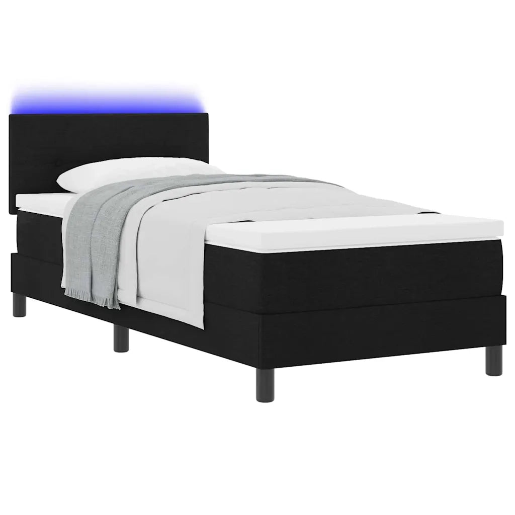 Letto a molle con materasso con led Nero 100 x 200 cm Tessuto 3342186