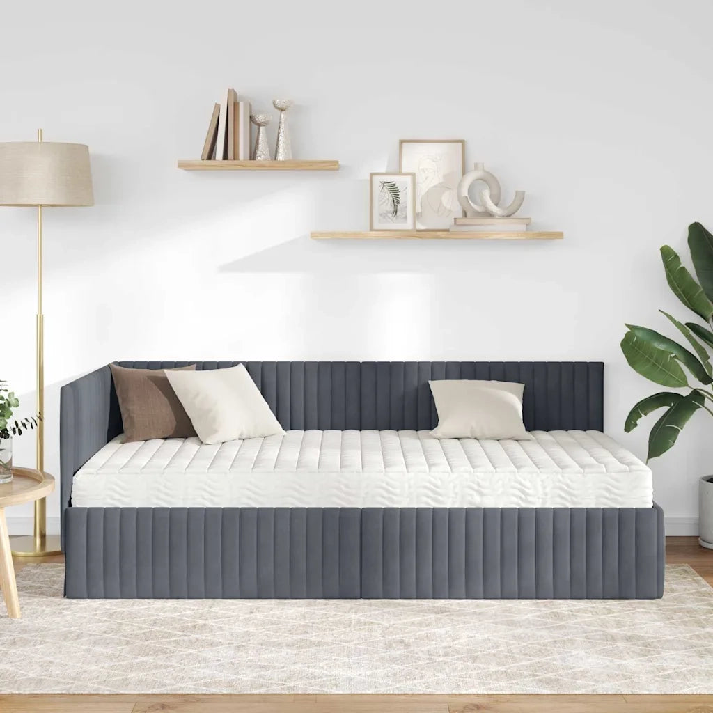 Struttura Letto Angolare con Materasso 2 pz-Giroletto con materasso Grigio Velluto 391711