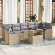 Set Divano da Giardino con cuscino 8 pcs Beige polyrattan 3348416