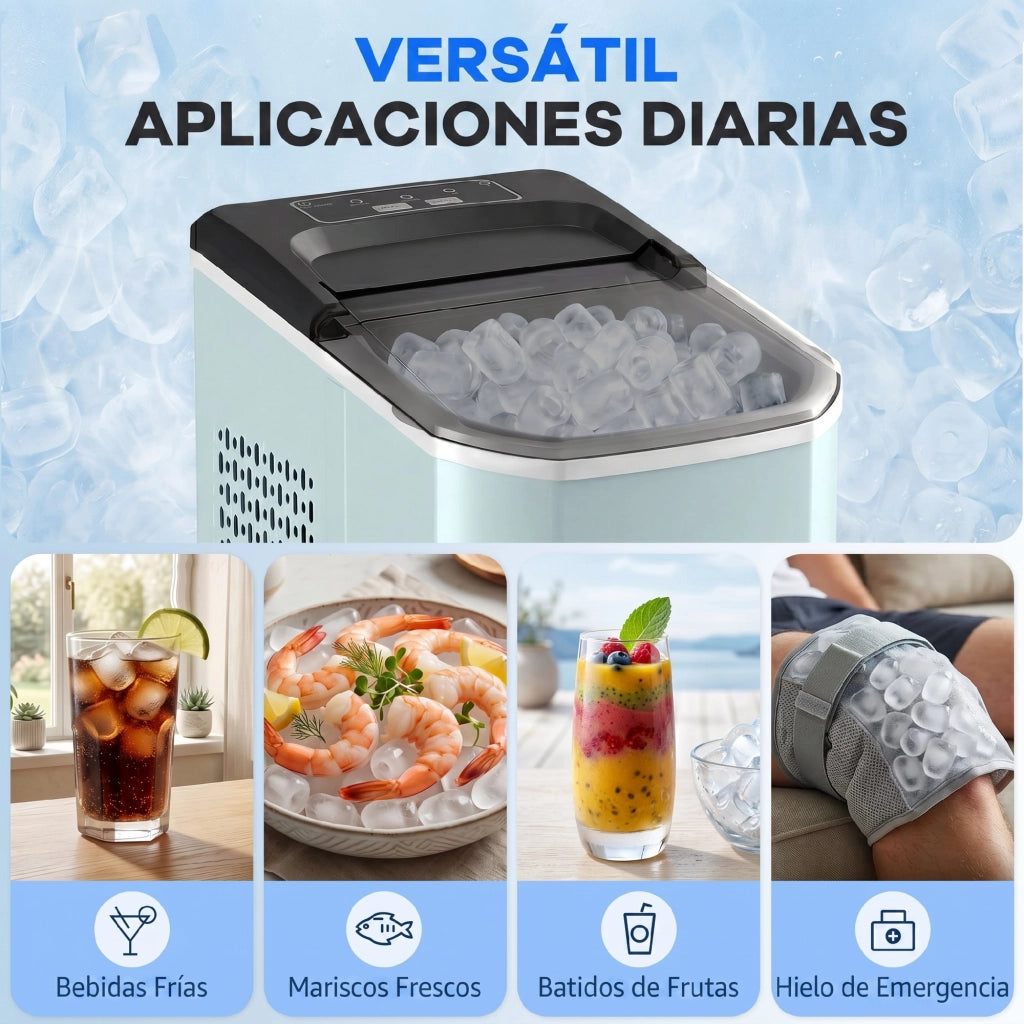 Macchina del ghiaccio automatica ¨C zephmum ¨C 12 kg/24h, 9 cubi in 7 minuti, 2 dimensioni, 1.5L, blu