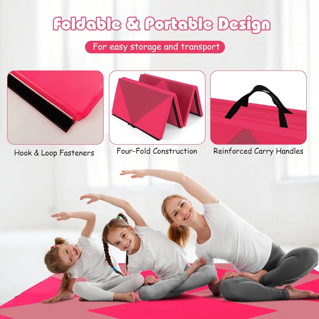 Tappetino da Ginnastica Pieghevole, Spessore di 3,8 cm, Tappetino Sportivo Fitness, Imbottitura in Cotone con Perline EPE, Tappetino da Palestra Spesso, Dimensione Aperta 240 x 117 cm