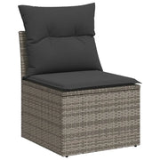 Divano Giardino Senza Braccioli con Cuscini-Sofa da giardino Grigio Polyrattan 313732